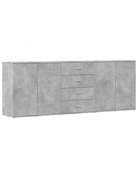Credenze 3 pz Grigio Cemento in Legno Multistrato