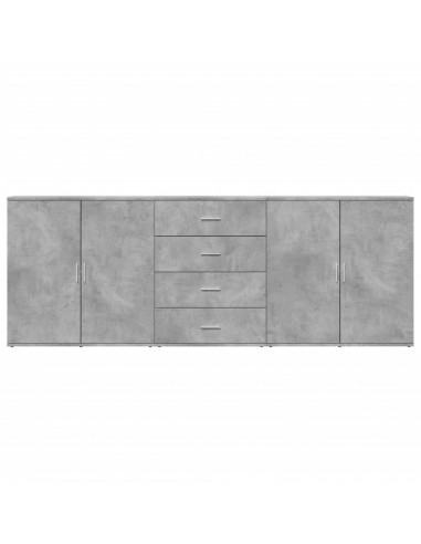 Credenze 3 pz Grigio Cemento in Legno Multistrato