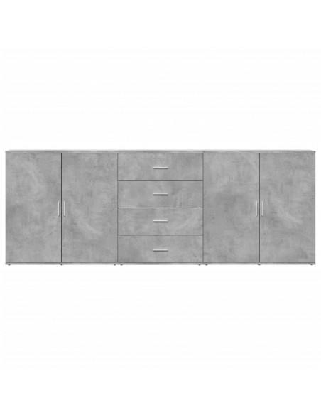Credenze 3 pz Grigio Cemento in Legno Multistrato