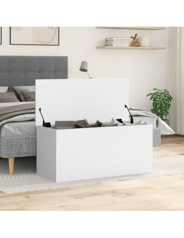 Contenitore Portaoggetti Bianco 100x42x46 cm Legno Multistrato