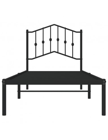 Giroletto con Testiera in Metallo Nero 80x200 cm