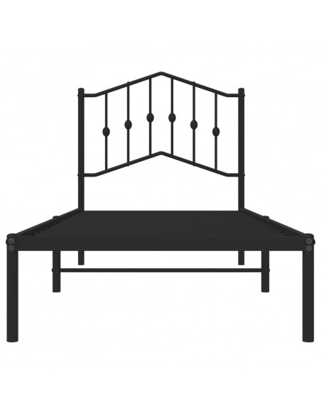 Giroletto con Testiera in Metallo Nero 80x200 cm