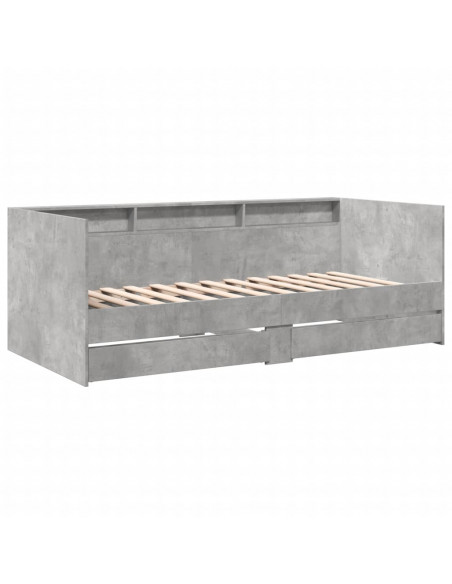 Divano Letto con Cassetti Grigio Cemento 100x200 cm Multistrato