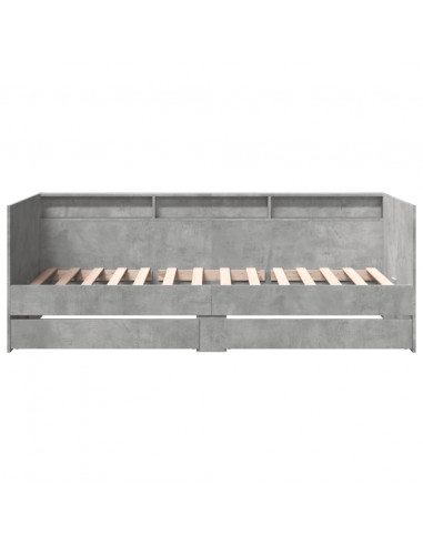 Divano Letto con Cassetti Grigio Cemento 100x200 cm Multistrato