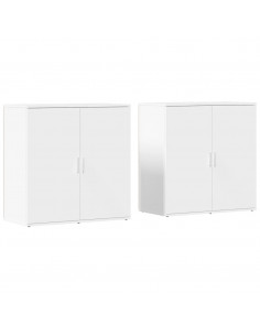 Credenze 2 pz Bianche 79x38x80 cm in Legno Multistrato
