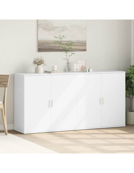 Credenze 2 pz Bianche 79x38x80 cm in Legno Multistrato