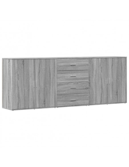 Credenze 3 pz Grigio Sonoma in Legno Multistrato