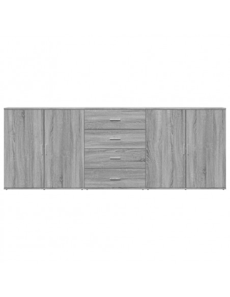 Credenze 3 pz Grigio Sonoma in Legno Multistrato