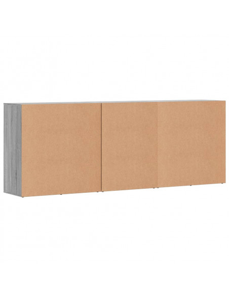 Credenze 3 pz Grigio Sonoma in Legno Multistrato