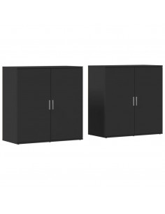 Credenze 2 pz Nere 79x38x80 cm in Legno Multistrato