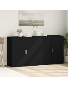 Credenze 2 pz Nere 79x38x80 cm in Legno Multistrato 2