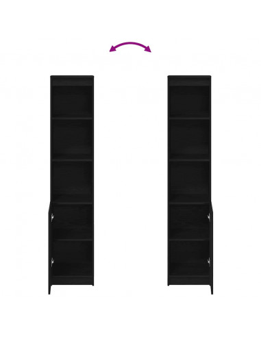 Credenza Rovere Nero 37,5x35x180 cm in Legno Multistrato