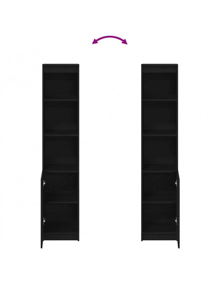 Credenza Rovere Nero 37,5x35x180 cm in Legno Multistrato