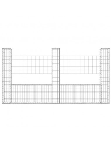 Cesto Gabbione a U con 3 Pali in Ferro 260x20x150 cm