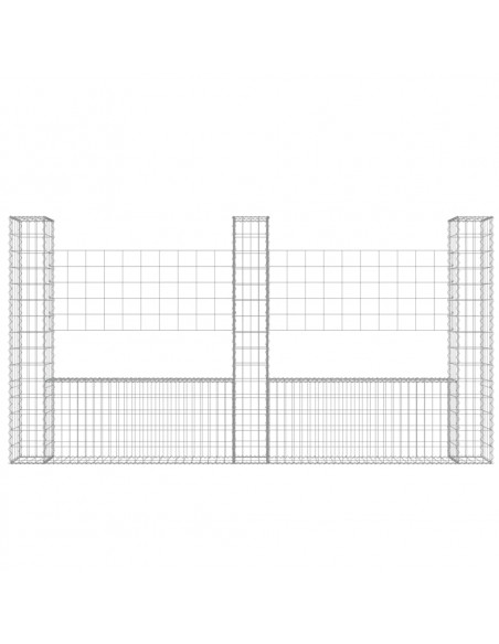 Cesto Gabbione a U con 3 Pali in Ferro 260x20x150 cm