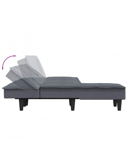 Divano Letto a L Grigio Scuro 255x140x70 cm in Velluto