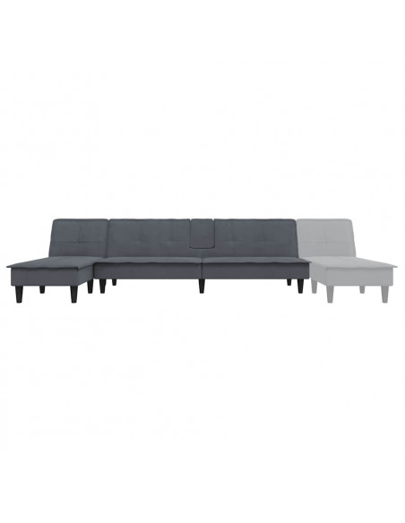Divano Letto a L Grigio Scuro 255x140x70 cm in Velluto