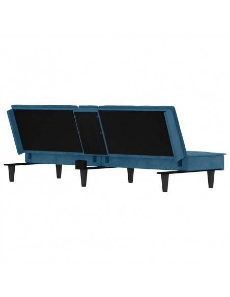 Divano Letto con Portabicchieri in Velluto Blu
