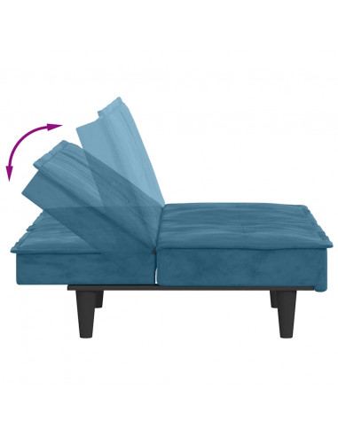 Divano Letto con Portabicchieri in Velluto Blu