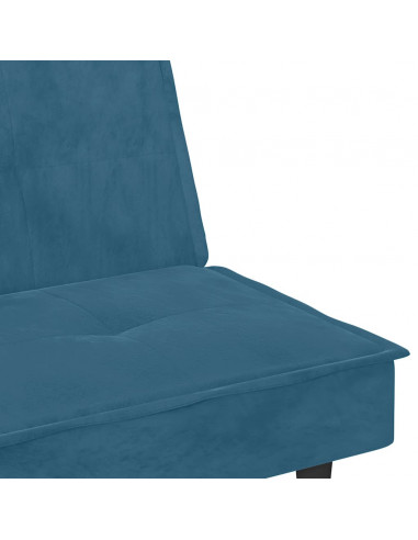 Divano Letto con Portabicchieri in Velluto Blu