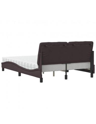 Letto con Materasso Marrone Scuro 140x190cm Tessuto