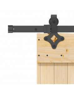 Porta Scorrevole con Set Hardware 85x210 cm Legno Massello Pino