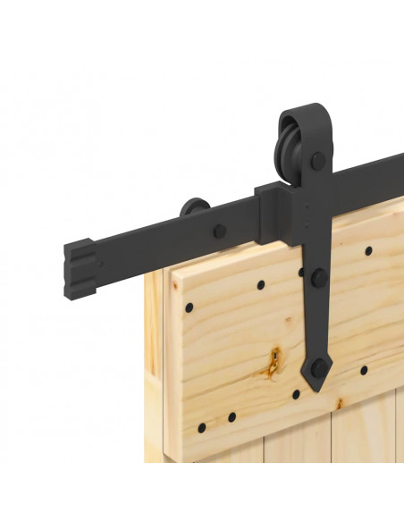 Porta Scorrevole con Set Hardware 85x210 cm Legno Massello Pino