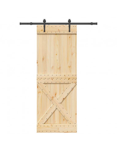 Porta Scorrevole con Set Hardware 85x210 cm Legno Massello Pino