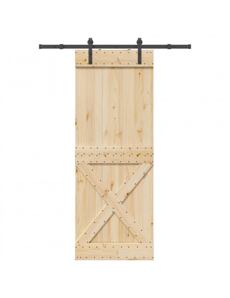 Porta Scorrevole con Set Hardware 85x210 cm Legno Massello Pino