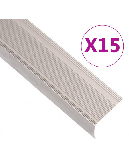 Profili a L per Gradini 15 pz in Alluminio 90 cm Champagne