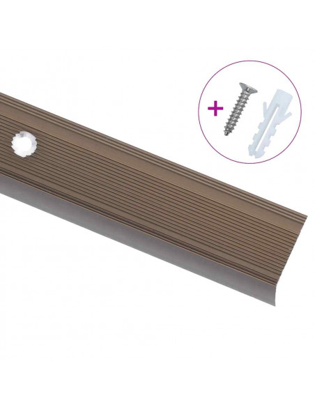 Profili a L per Gradini 15 pz in Alluminio 100 cm Marrone