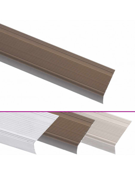 Profili a L per Gradini 15 pz in Alluminio 100 cm Marrone