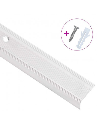 Profili a L per Gradini 15 pz in Alluminio 90 cm Argento
