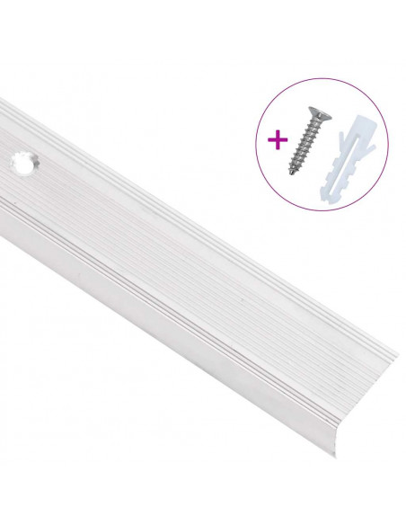 Profili a L per Gradini 15 pz in Alluminio 90 cm Argento