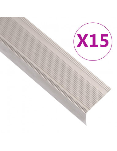 Profili a L per Gradini 15 pz in Alluminio 90 cm Champagne