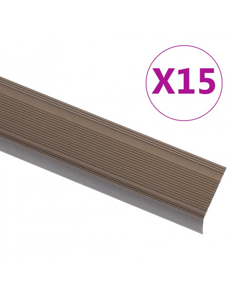 Profili a L per Gradini 15 pz in Alluminio 90 cm Marrone