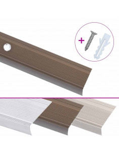 Profili a L per Gradini 15 pz in Alluminio 100 cm Marrone 2