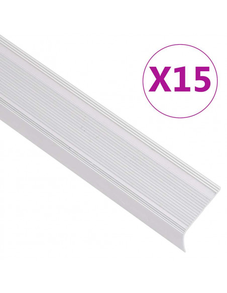 Profili a L per Gradini 15 pz in Alluminio 90 cm Argento