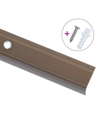 Profili a L per Gradini 15 pz in Alluminio 90 cm Marrone