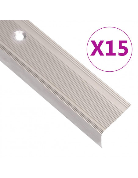 Profili a L per Gradini 15 pz in Alluminio 90 cm Champagne