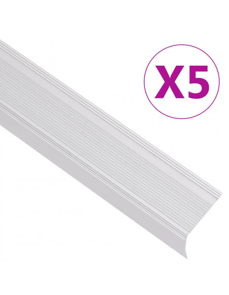 Profili a L per Gradini 5 pz in Alluminio 100 cm Argento