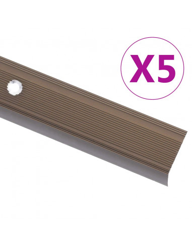 Profili a L per Gradini 5 pz in Alluminio 90 cm Marrone