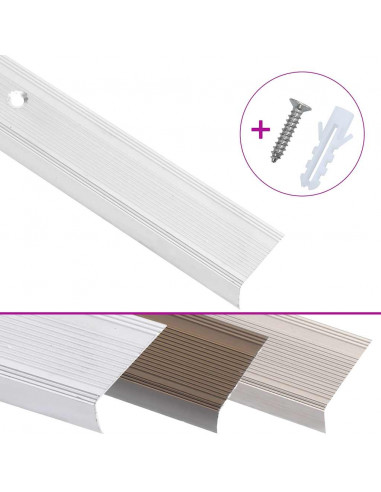 Profili a L per Gradini 5 pz in Alluminio 90 cm Argento