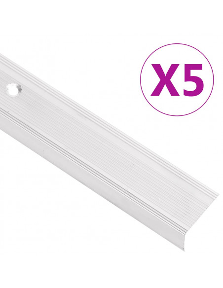 Profili a L per Gradini 5 pz in Alluminio 90 cm Argento