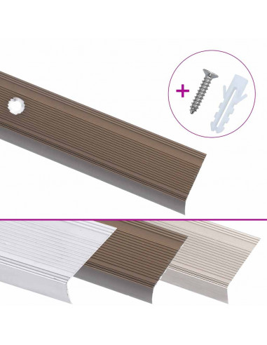 Profili a L per Gradini 5 pz in Alluminio 90 cm Marrone