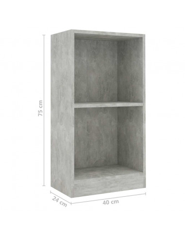 Libreria Grigio Cemento 40x24x75 cm in Legno Multistrato