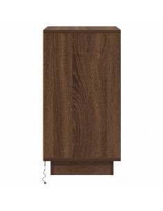 Comodino con Luci LED Rovere Marrone 38x34x65 cm 2