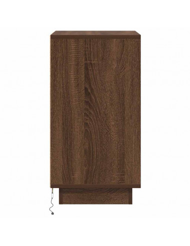 Comodino con Luci LED Rovere Marrone 38x34x65 cm