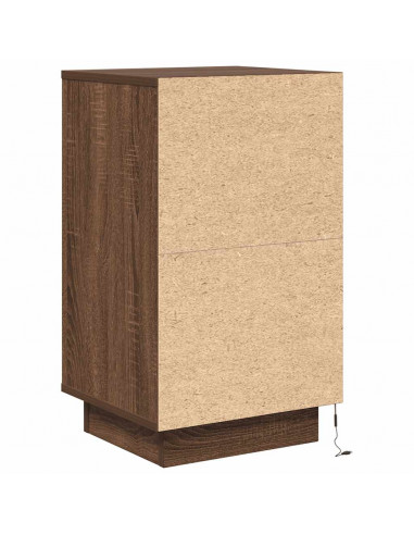 Comodino con Luci LED Rovere Marrone 38x34x65 cm
