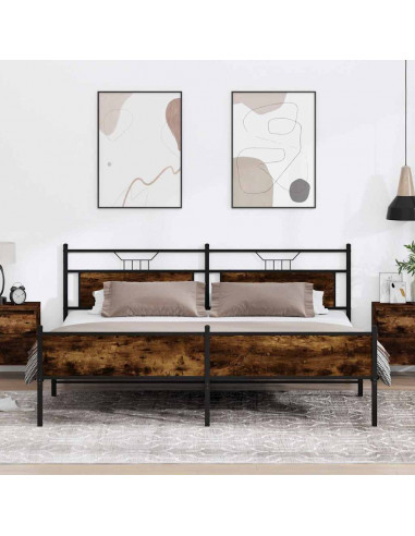 Giroletto senza Materaso in Metallo Rovere Fumo 193x203 cm